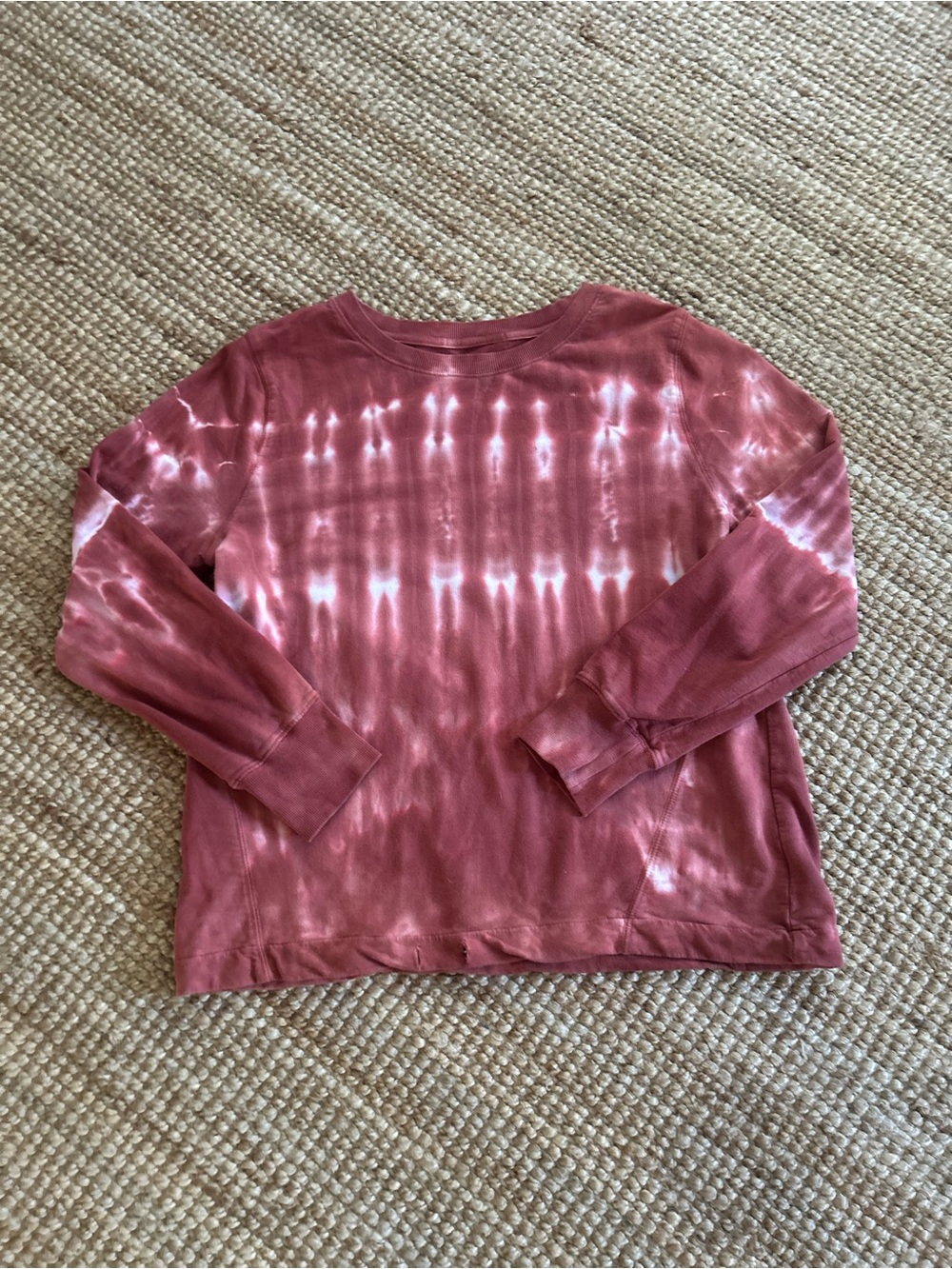 Tie-Dye Long Sleeve Pullover - Dusty Rose & White